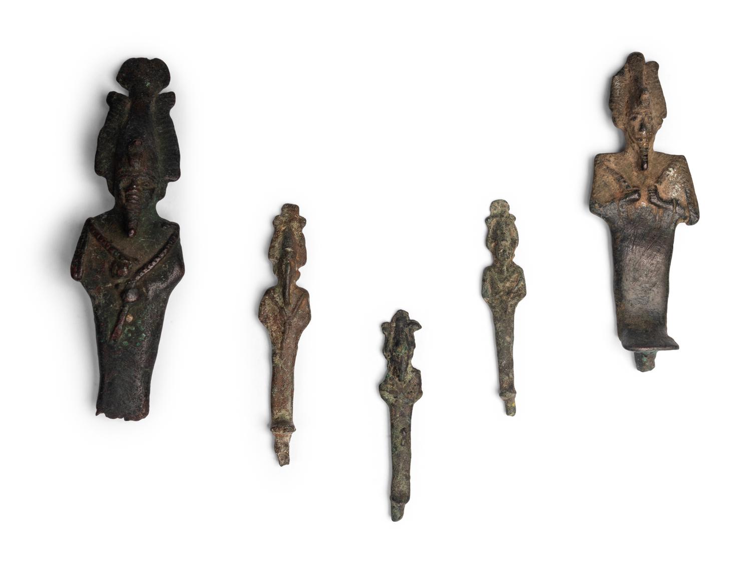 Six Egyptian Bronze Osiris Figures