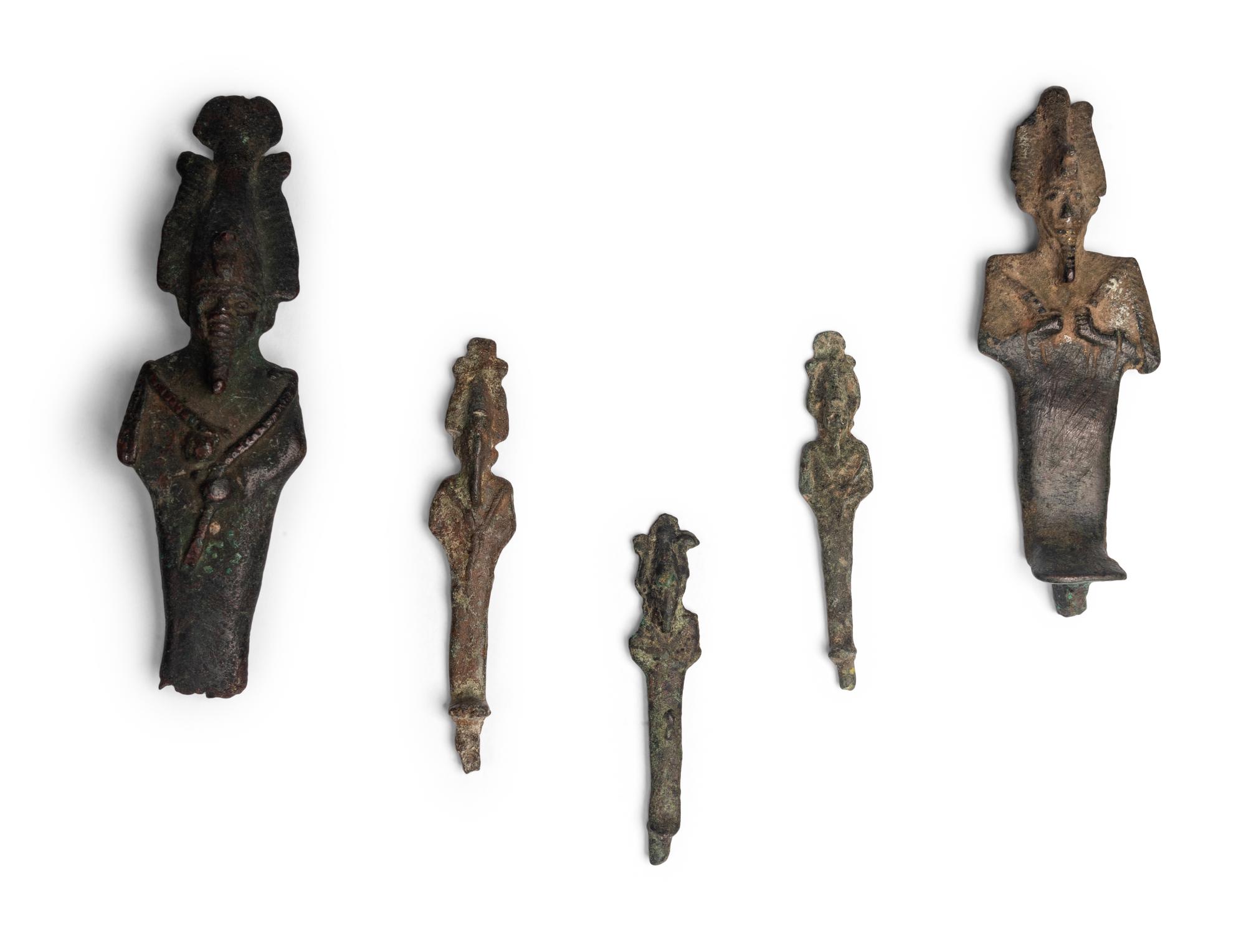 Six Egyptian Bronze Osiris Figures