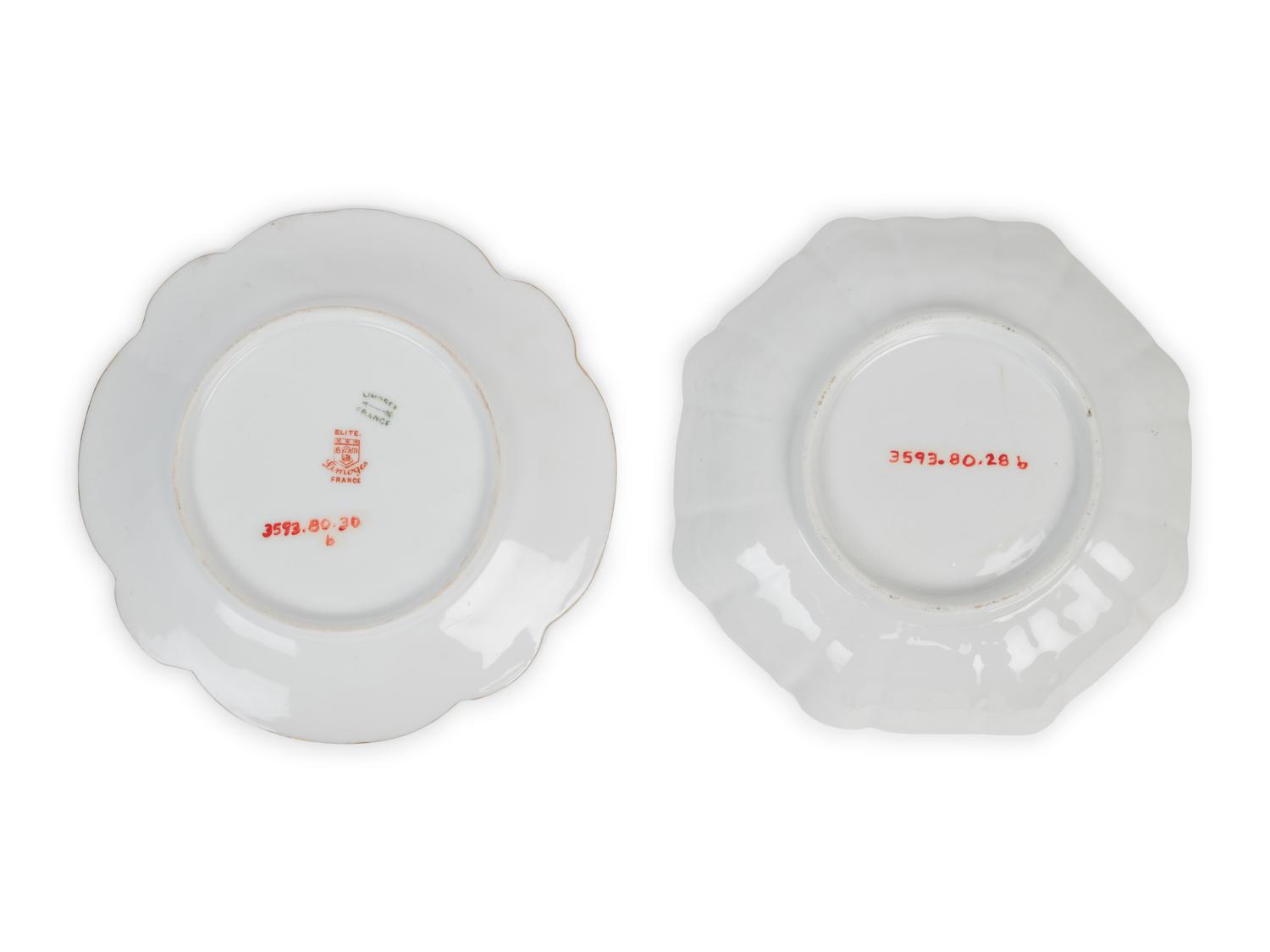 Two Continental Porcelain Moustache Cups and Saucers