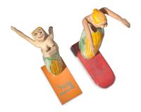 Canadian School 20th century, A Pair of Carved and Painted Corn Effigy Dolls , Dated "1995"