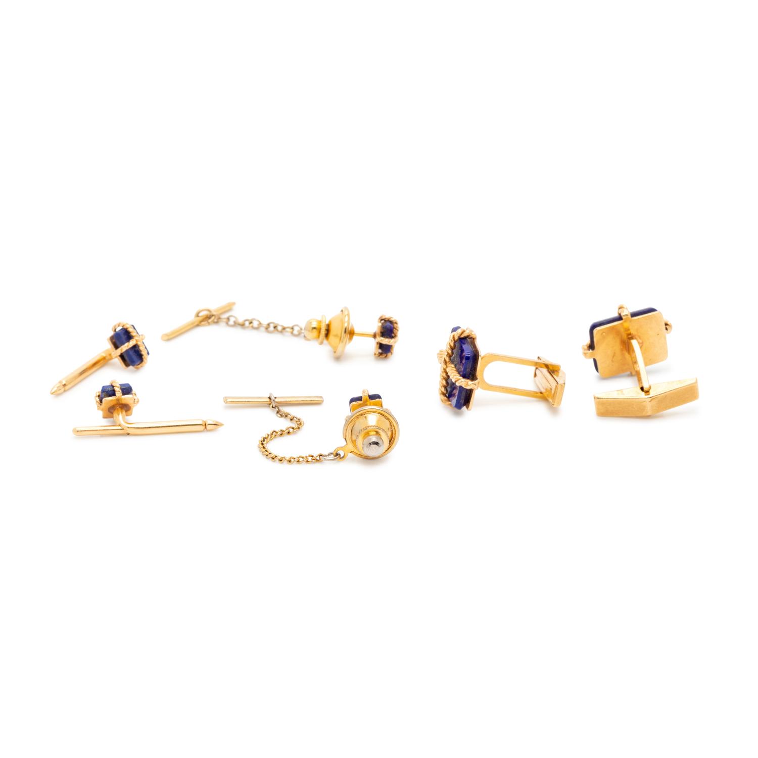 YELLOW GOLD AND LAPIS LAZULI DRESS SET