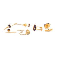 YELLOW GOLD AND LAPIS LAZULI DRESS SET