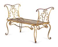 A Gilt Wrought Iron Bench by Jean-Charles Moreux (French, 1889-1956)
