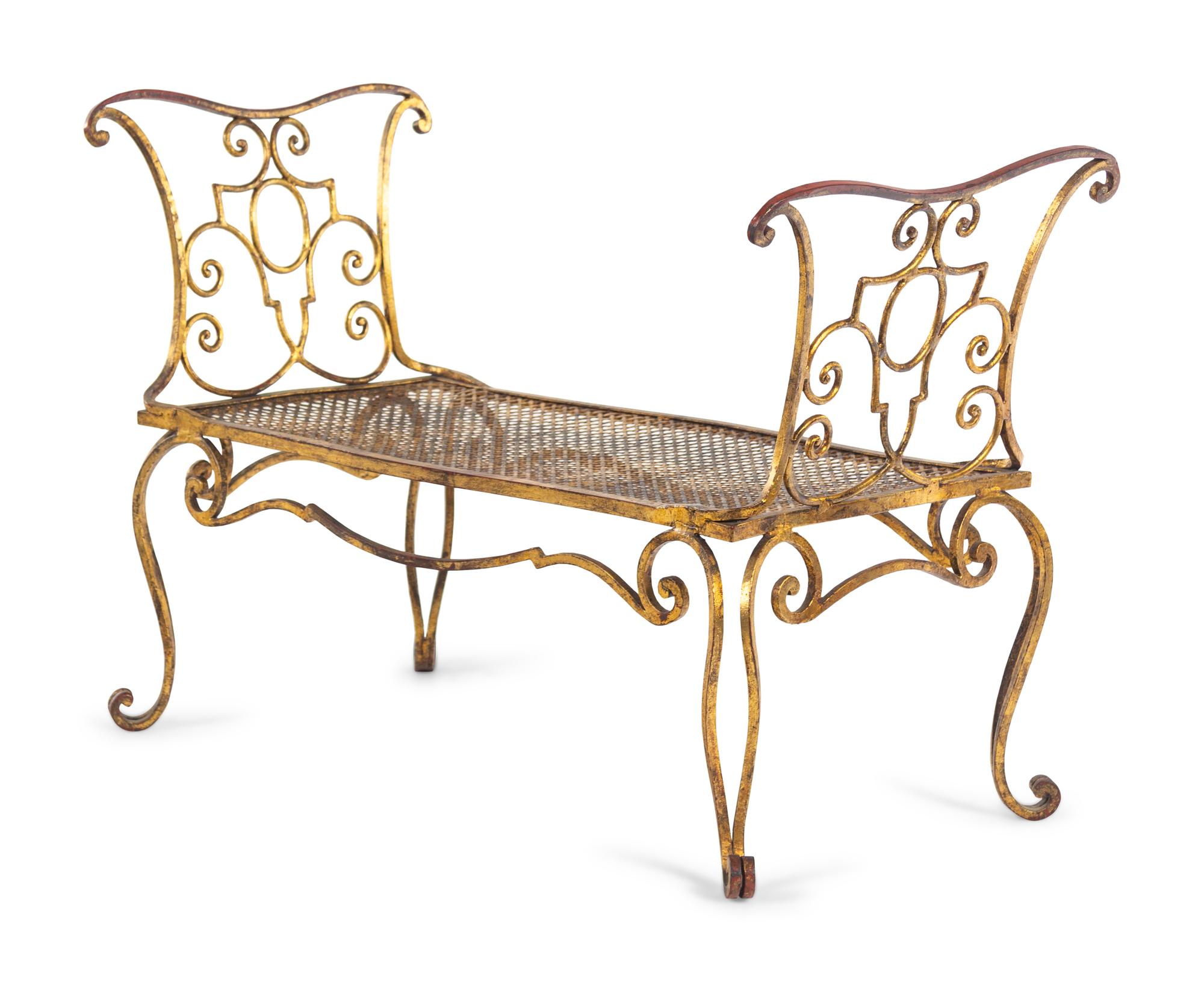 A Gilt Wrought Iron Bench by Jean-Charles Moreux (French, 1889-1956)