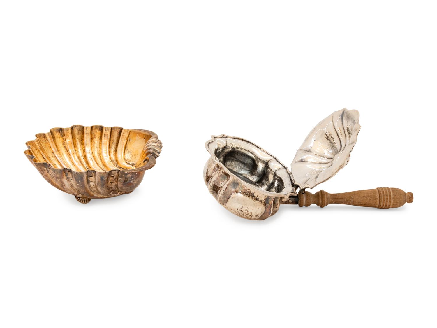 An Italian Silver Shell Bowl and an Italian Silver Waiter