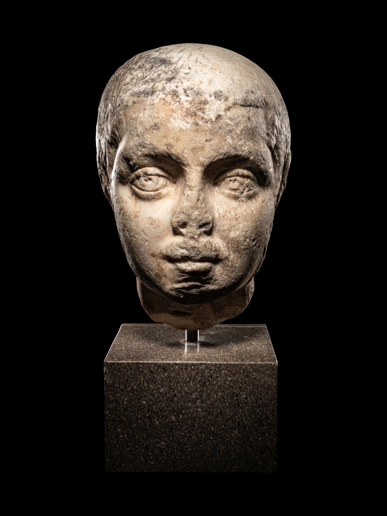 A Roman Marble Portrait Head of Emperor Elagabalus