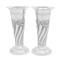 A Pair of English Silver Vases