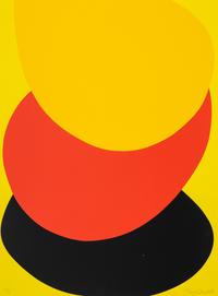 Sir Terry Frost, (English, 1915-2003), A group of three works: Moonstrips II (Black, Red, Yellow), Alhambra II (Brown, Navy, Black), an