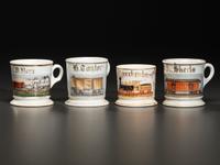 Four Railroading Porcelain Occupational Shaving Mugs
