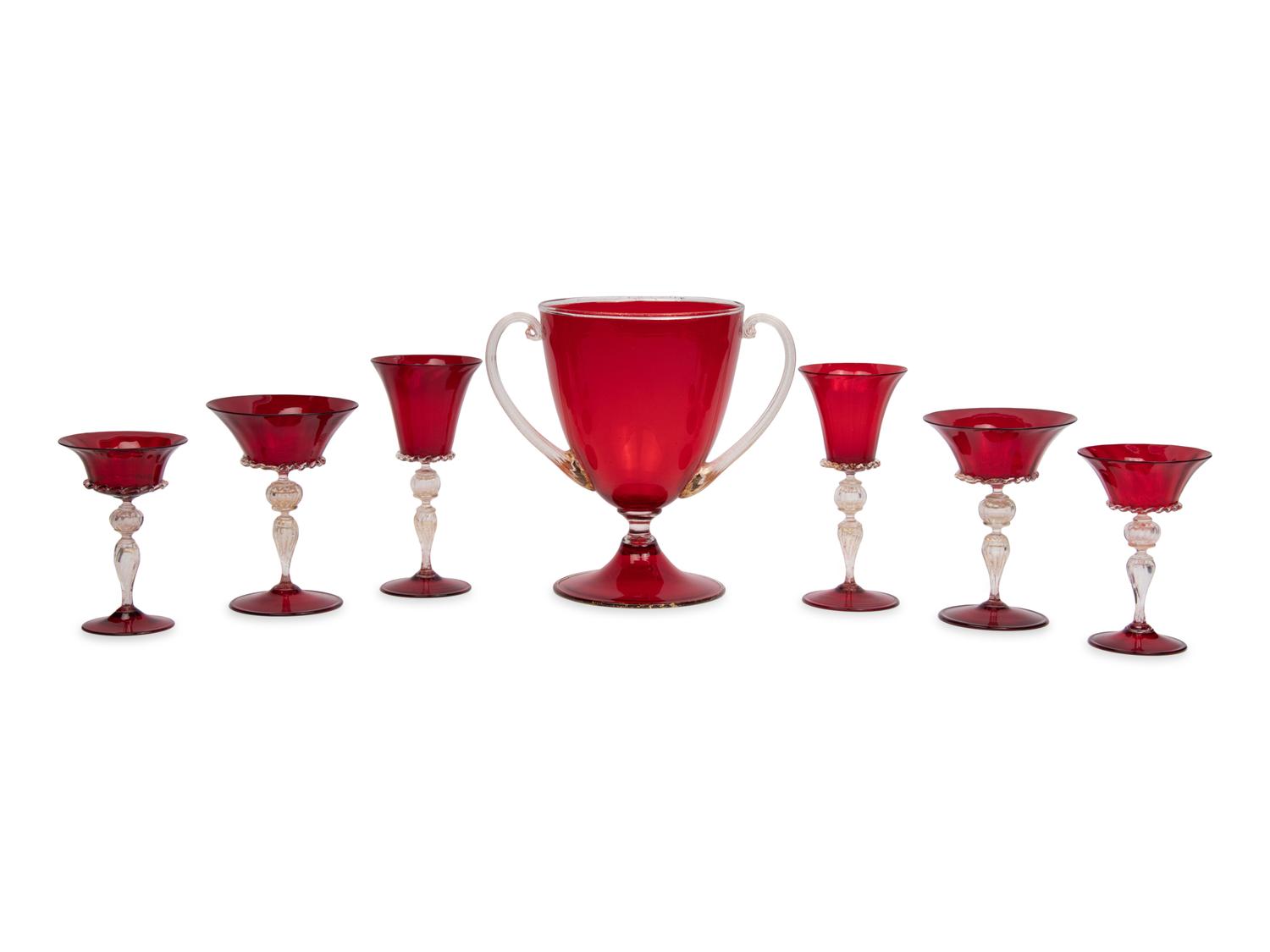 A Venetian Glass Stemware Service