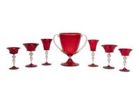 A Venetian Glass Stemware Service