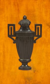 A Neoclassical Style Fruitwood and Parcel Ebonized Console Cabinet
