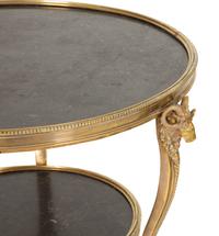 A Pair of Gilt Metal and Black Marble Two Tier Gueridon Tables — 20th Century