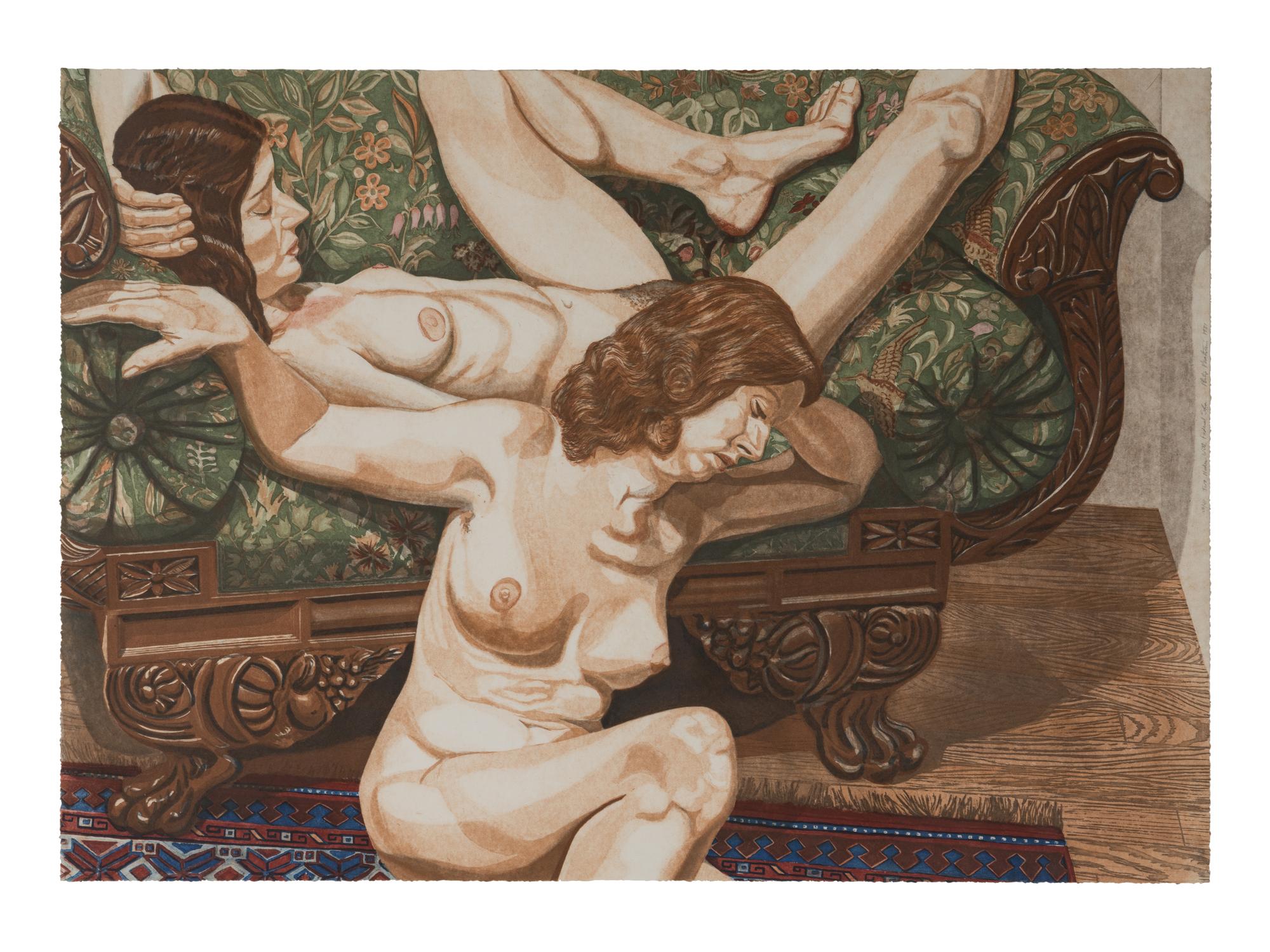 Two Nudes with Federal Sofa, 1981