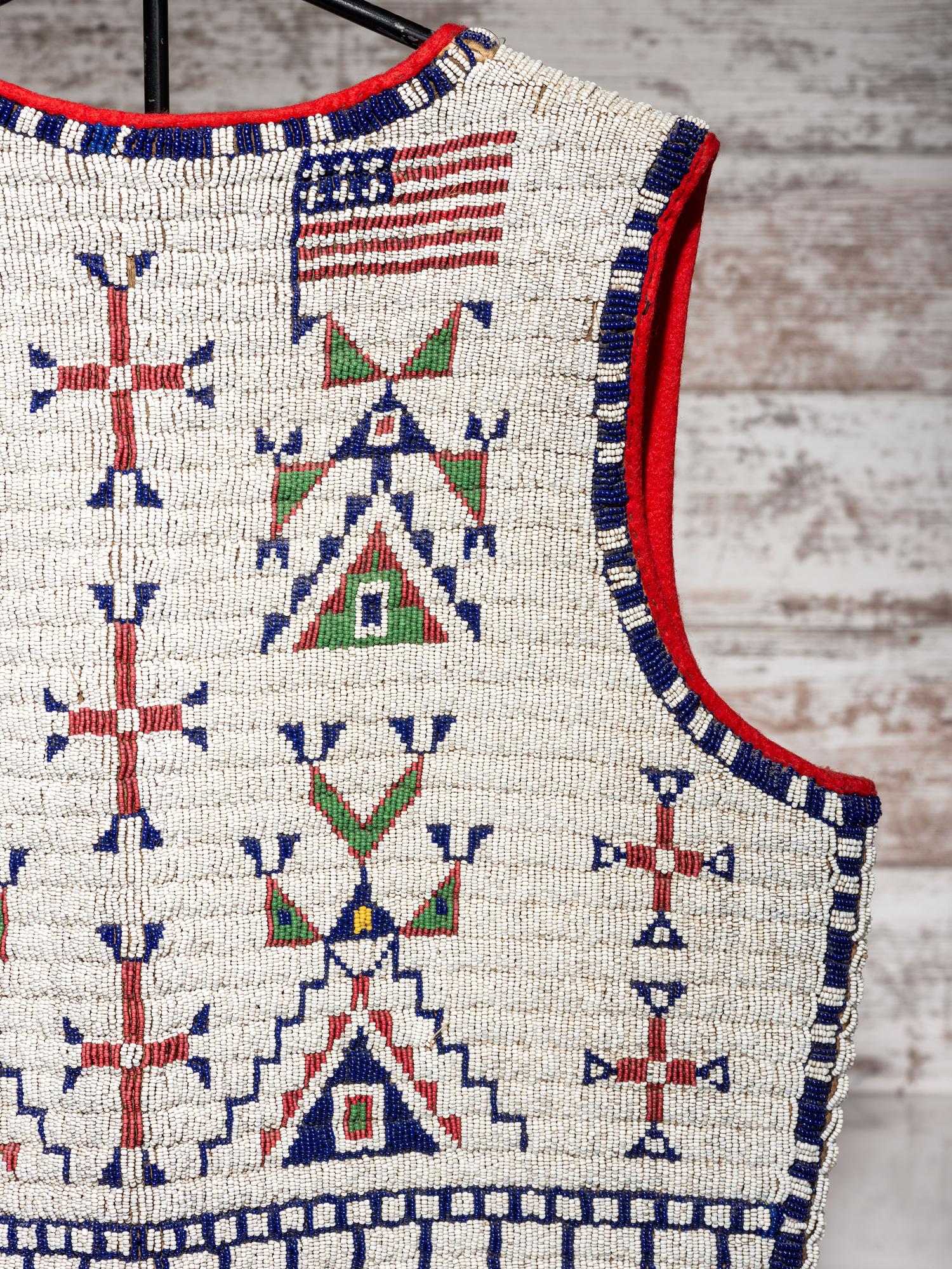 Sioux Beaded Hide Vest, with American Flags