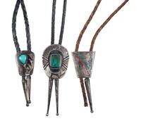 Southwestern-style Silver Bolo Ties, with Inlay