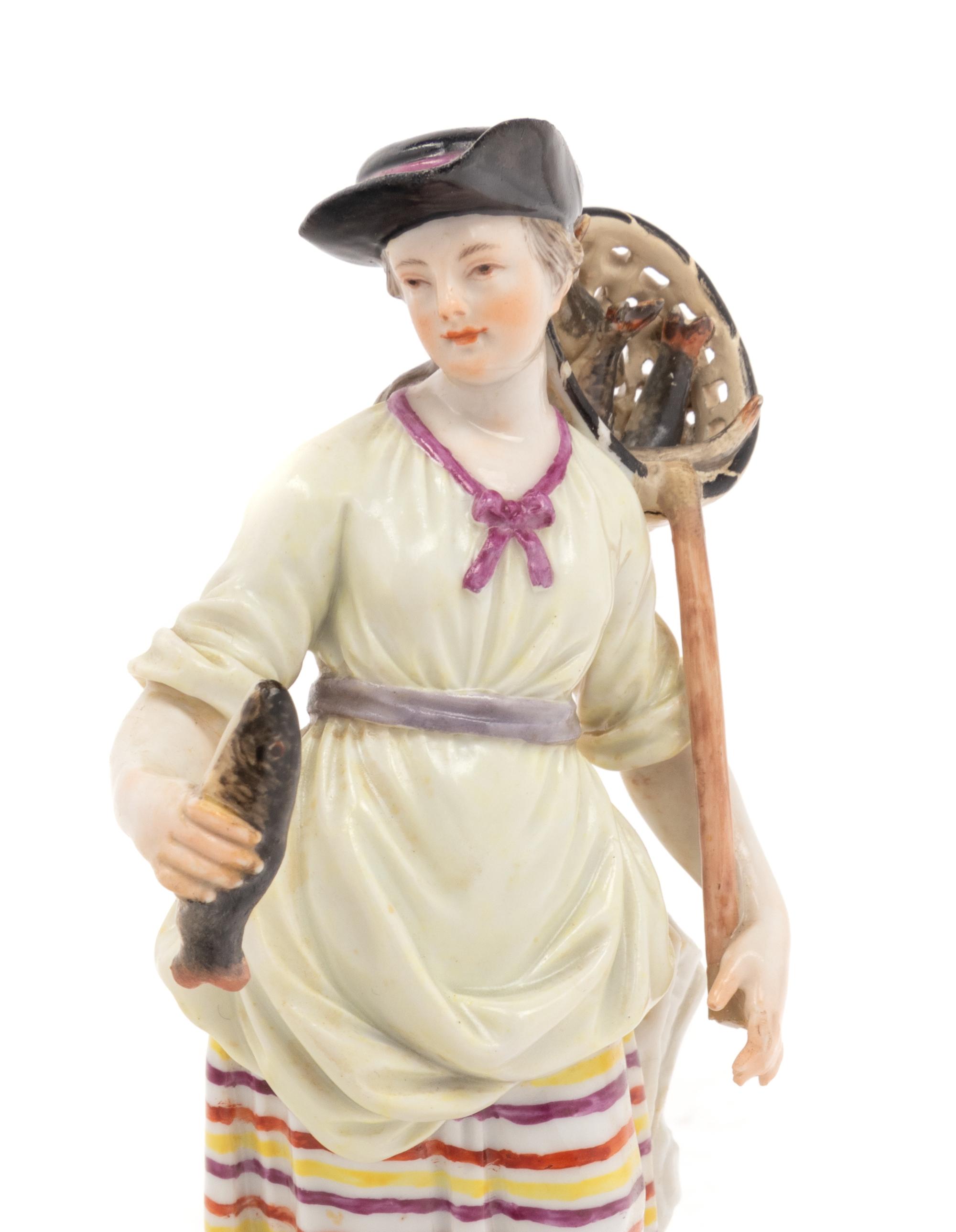 A Meissen Porcelain Figure of a Fisherwoman