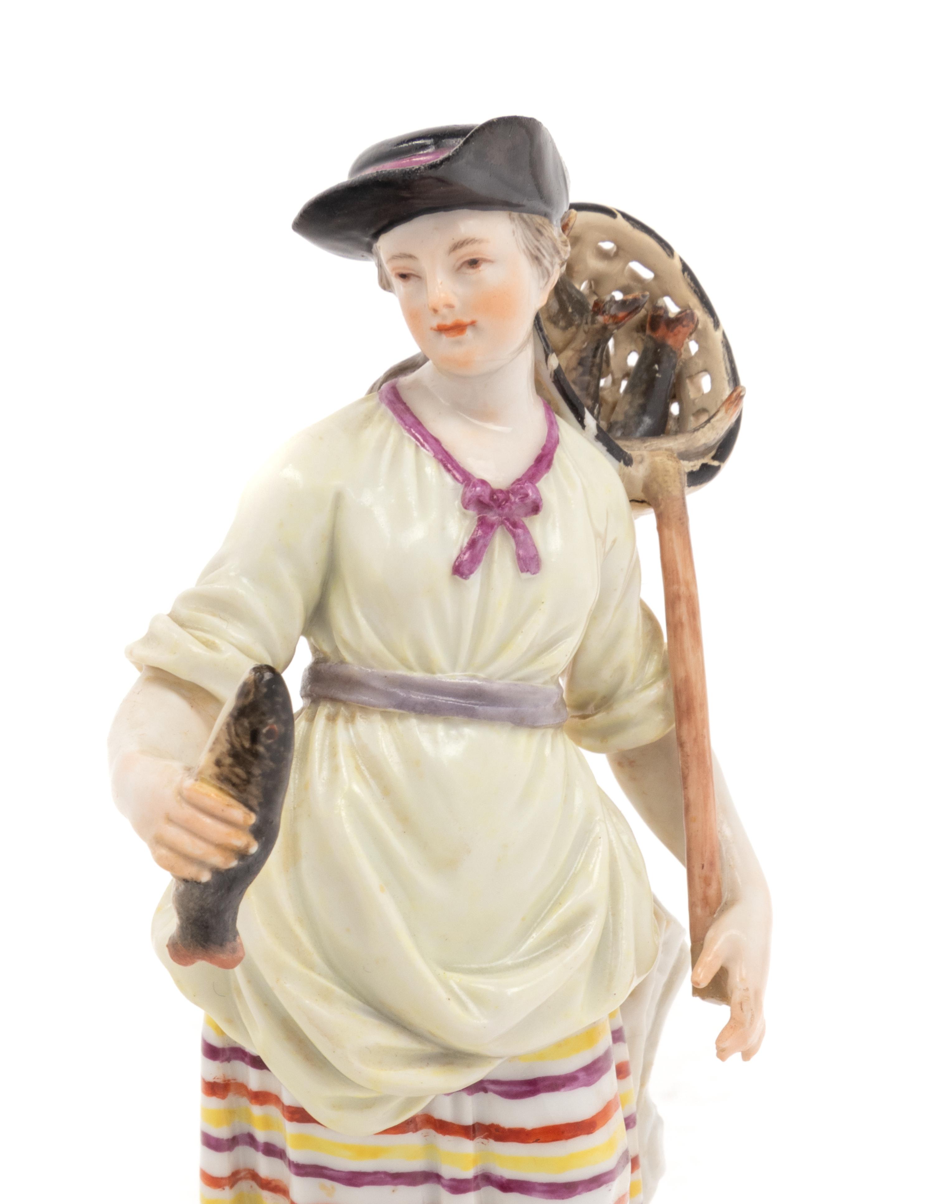 A Meissen Porcelain Figure of a Fisherwoman