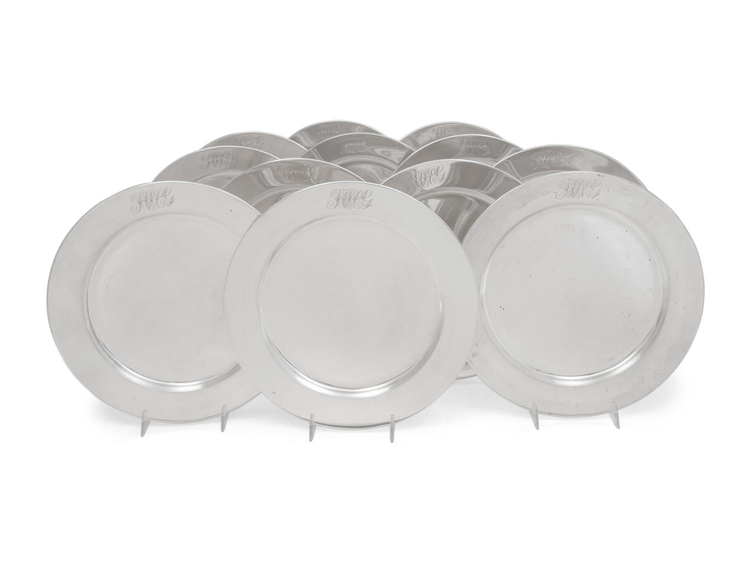 A Set of Twelve American Silver Plates