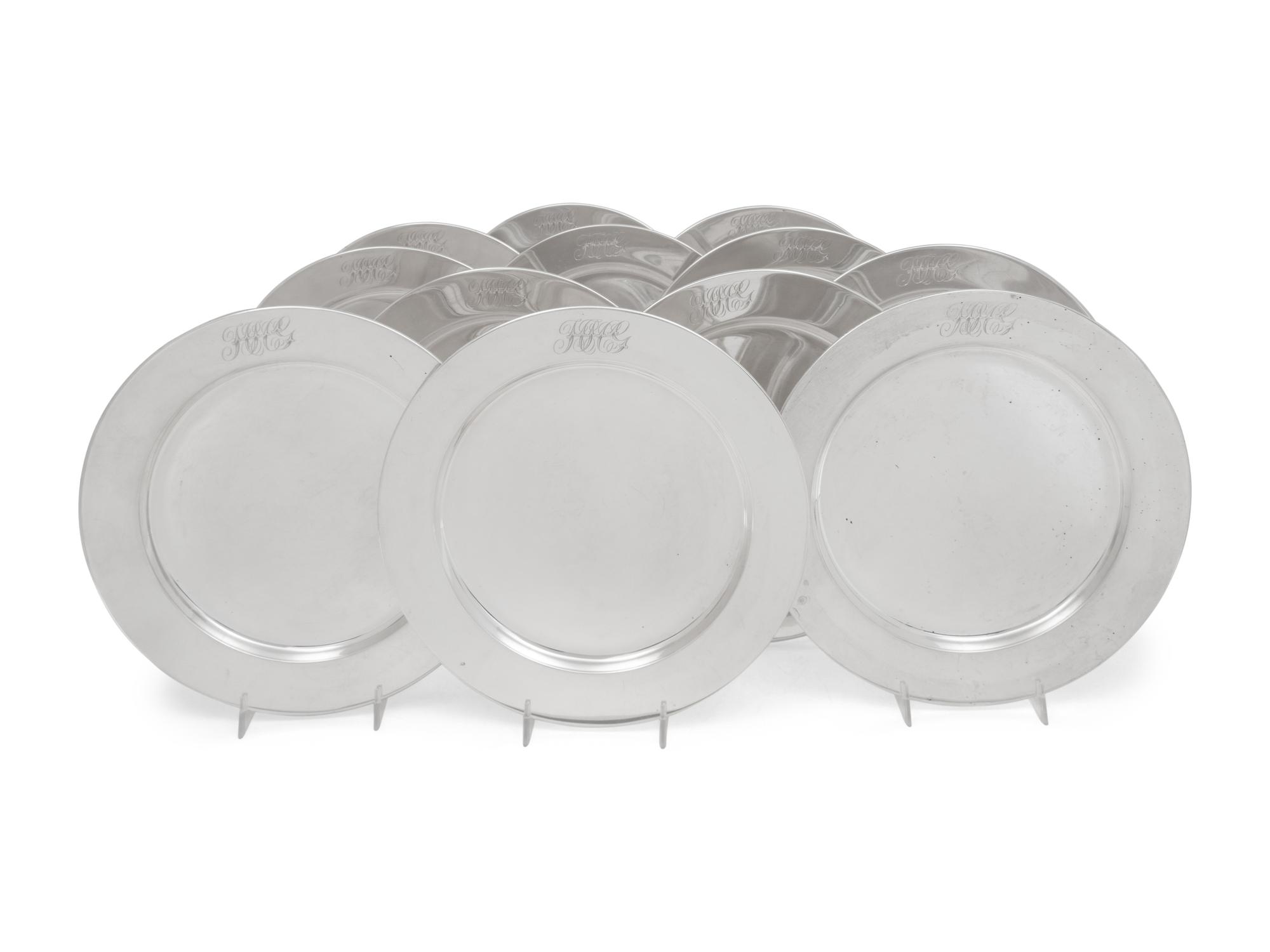 A Set of Twelve American Silver Plates