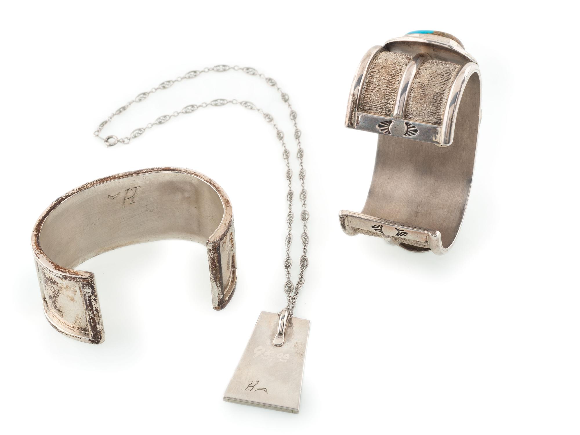 Silver and Turquoise Cuff Bracelets AND Pendant