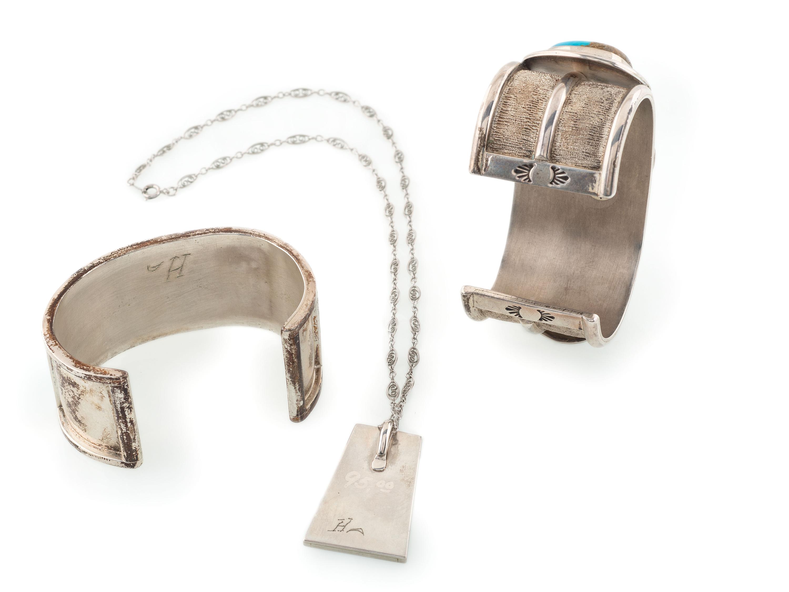 Silver and Turquoise Cuff Bracelets AND Pendant