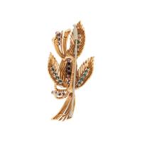 YELLOW GOLD, TURQUOISE, AND RUBY BROOCH