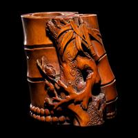 A Chinese Carved Boxwood 'Bamboo' Brushpot, Bitong