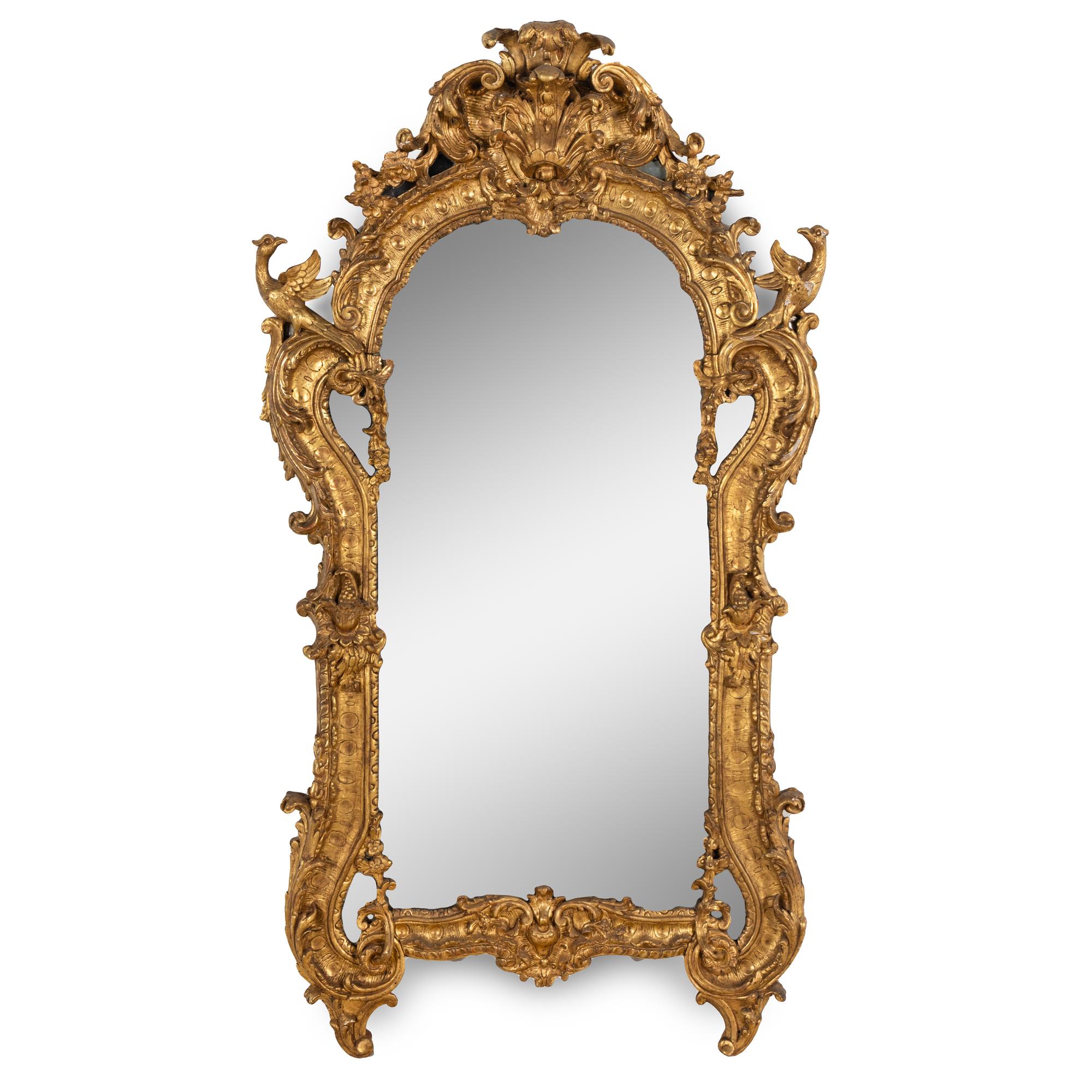 A Régence Carved Giltwood Mirror