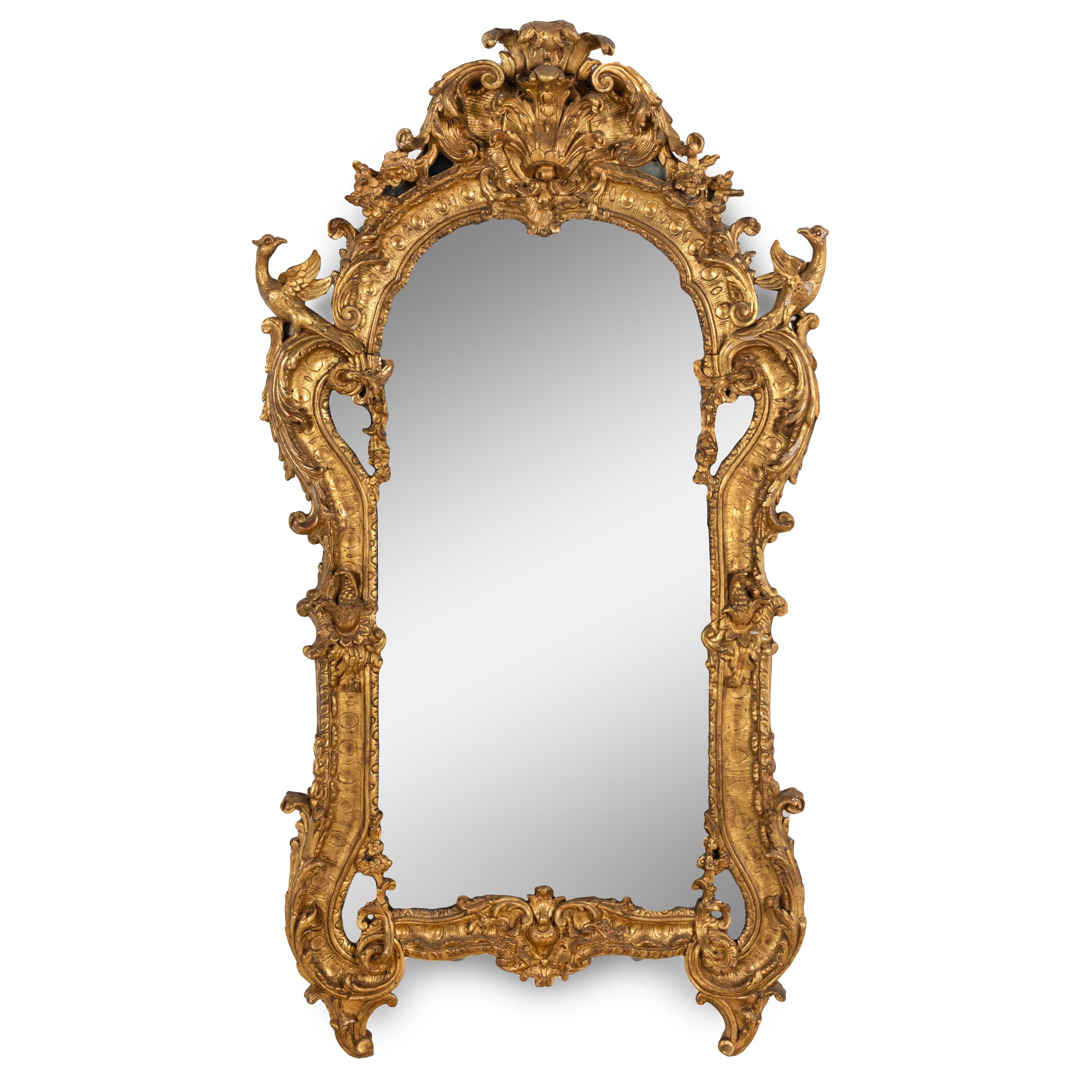 A Régence Carved Giltwood Mirror