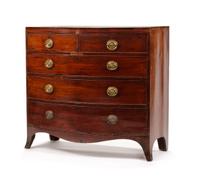 A George III Style Mahogany Chest of Drawers Height 41 1/4 x width 44 1/4 x depth 22 1/2 inches. — 19TH CENTURY