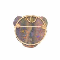 Opal Lion Pendant Brooch