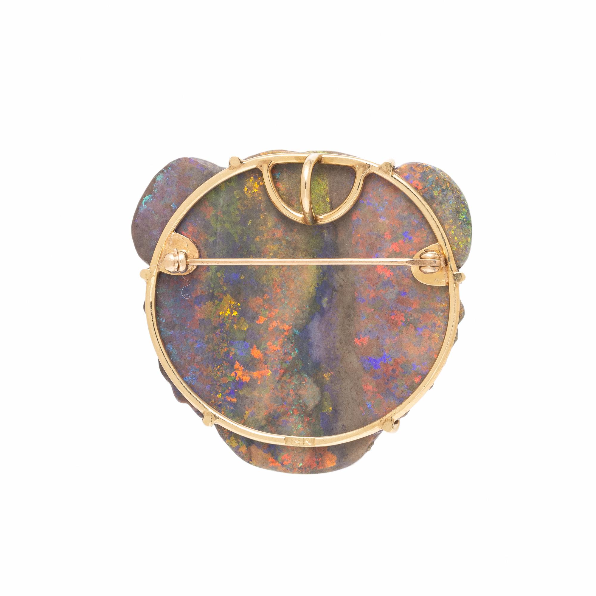 Opal Lion Pendant Brooch