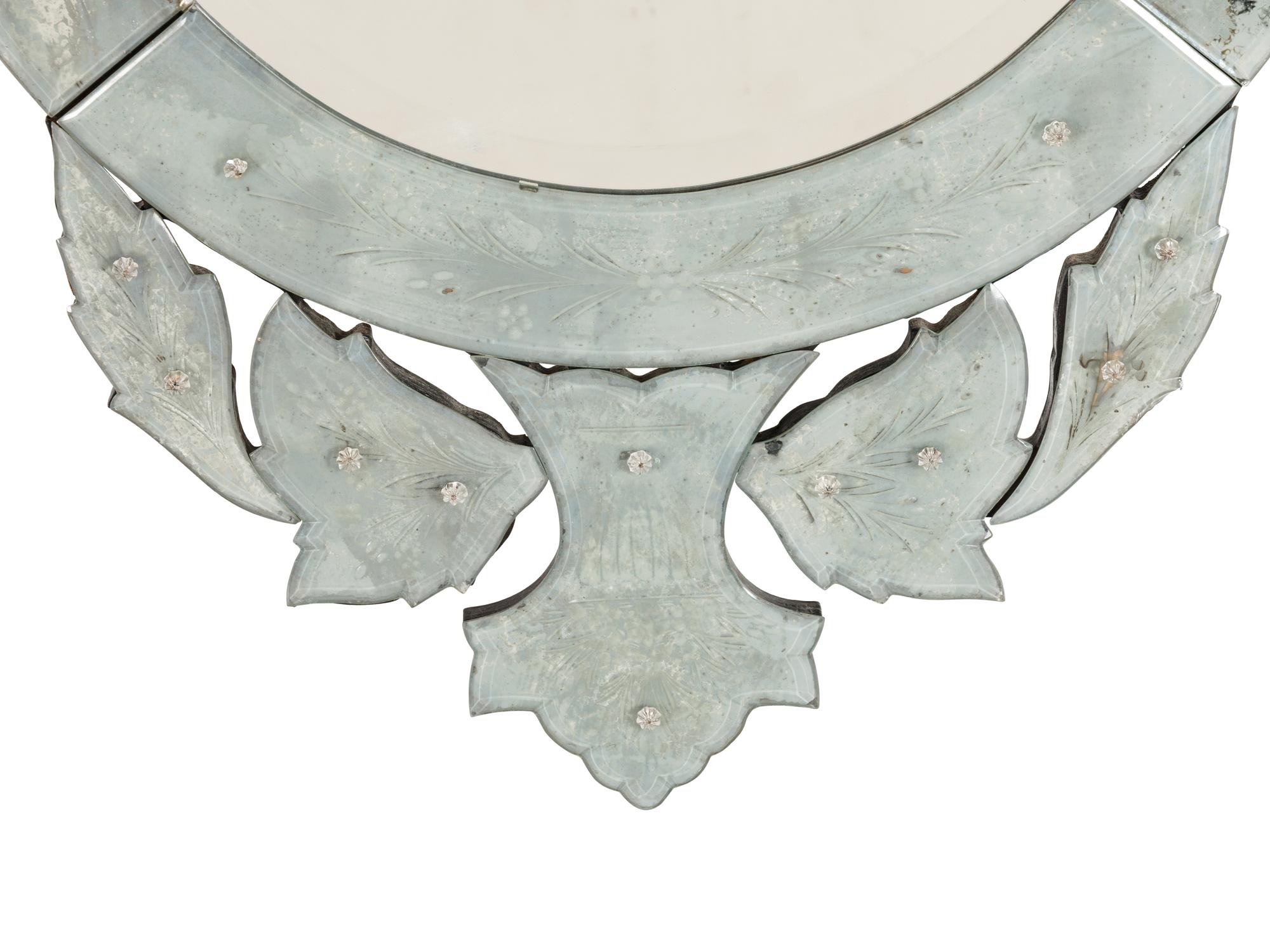 A Venetian Etched Glass Mirror