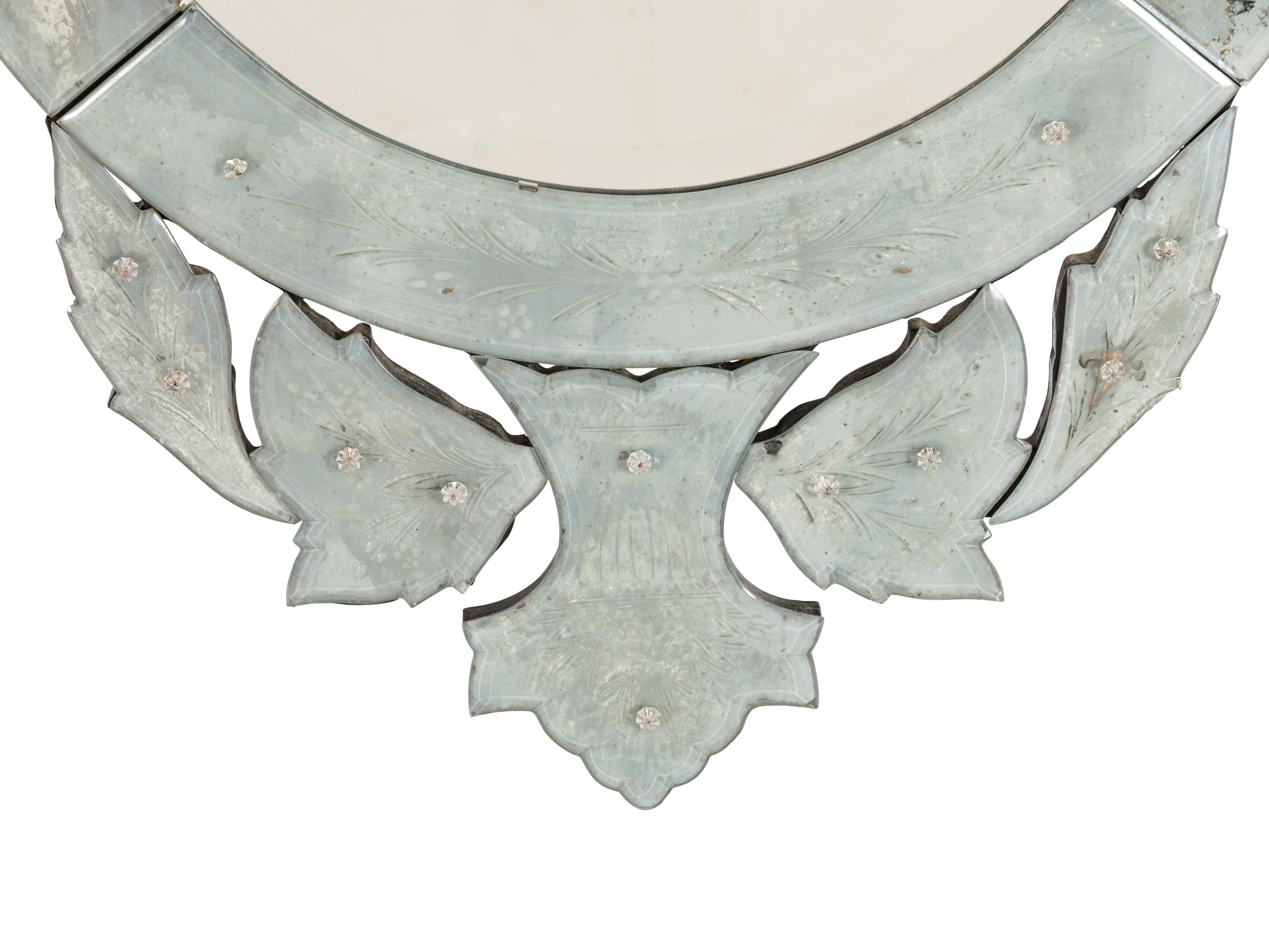 A Venetian Etched Glass Mirror