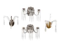A Pair of Silvered Metal Three-Light Sconces