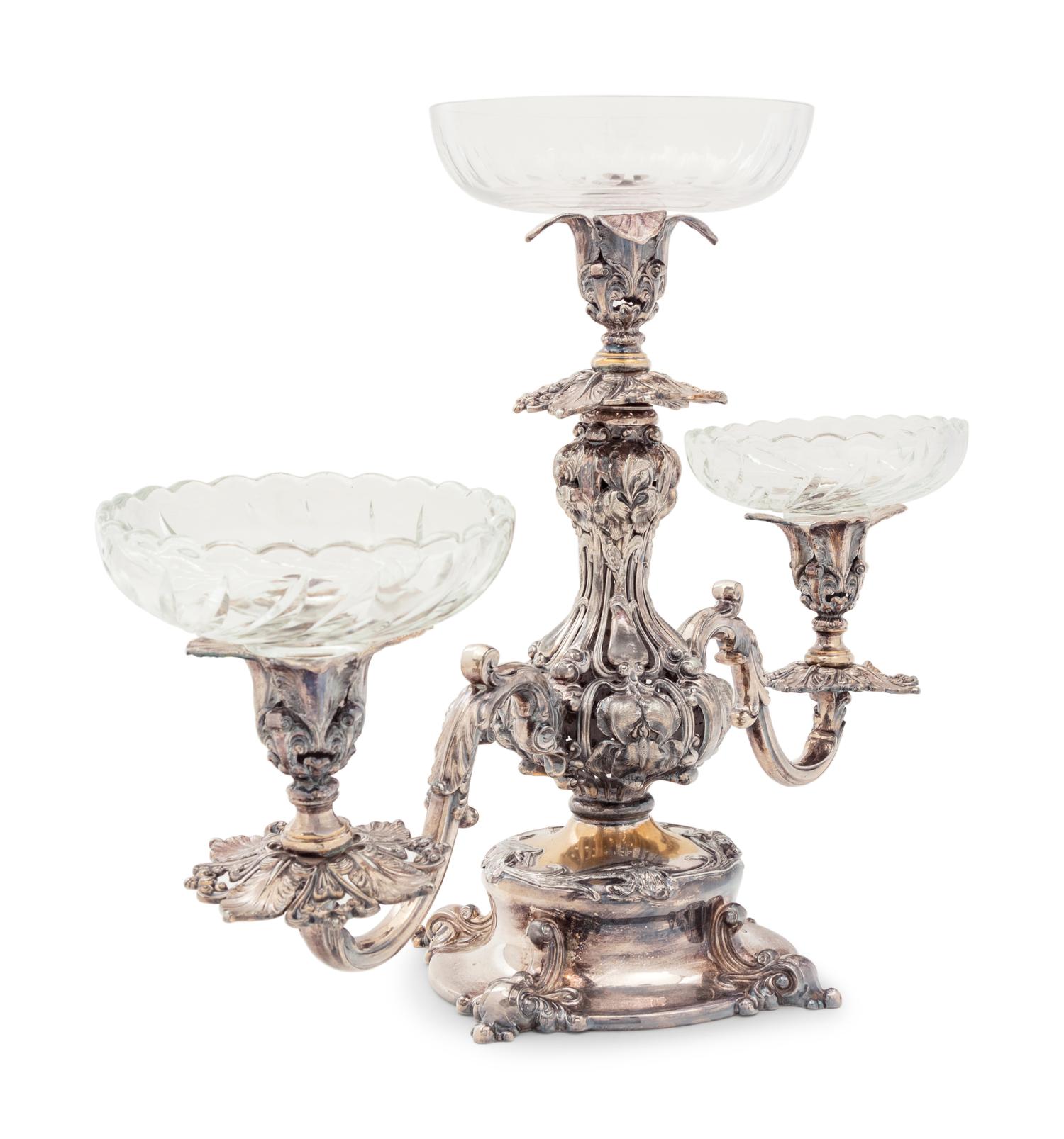 An English Silver-Plate and Cut Glass Épergne