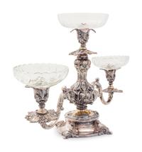 An English Silver-Plate and Cut Glass Épergne