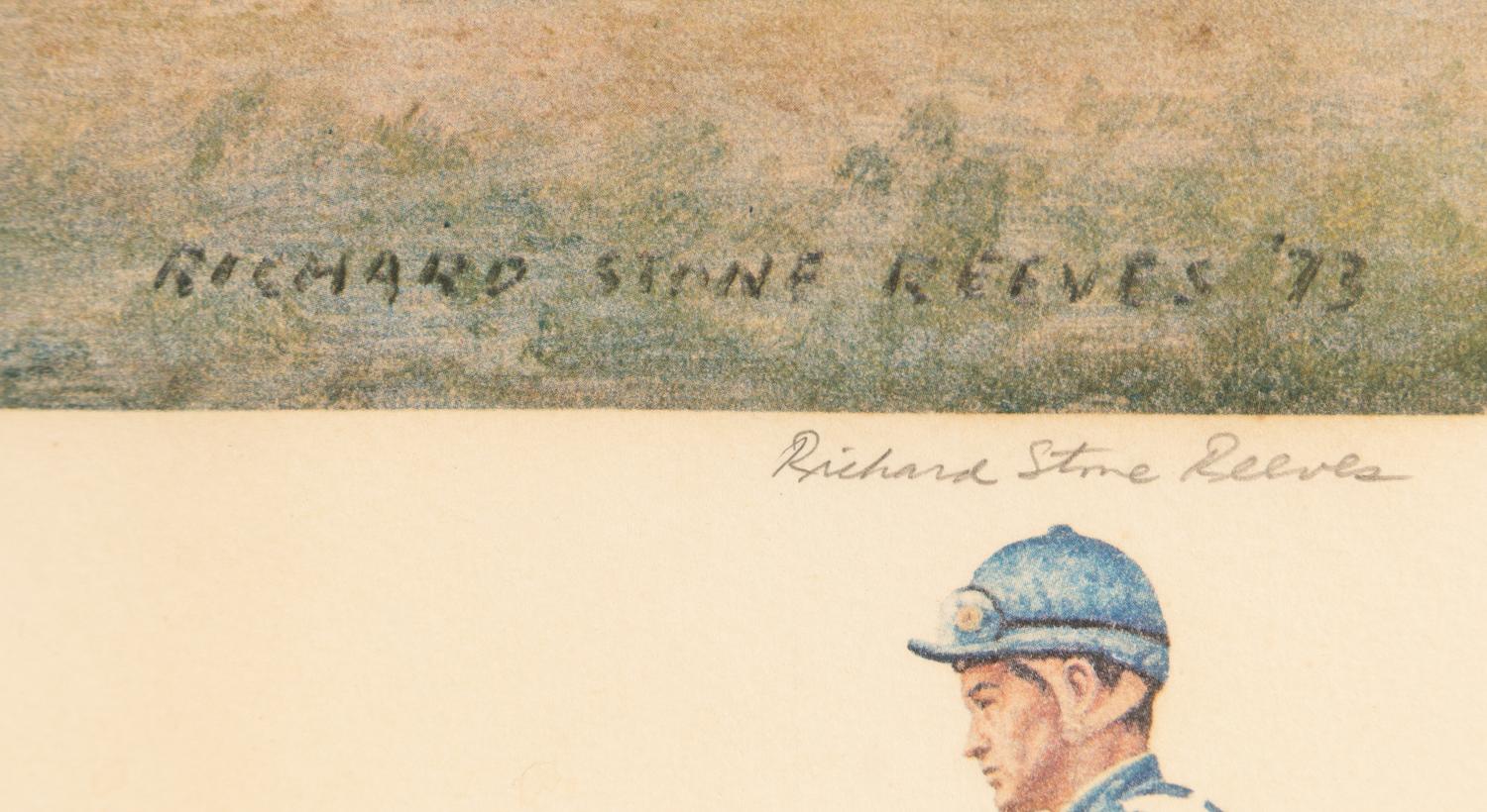 A Secretariat Limited Edition Richard Stone Reeves Print Signed by Trainer Lucien Laurin and Jockey Ron Turcotte,