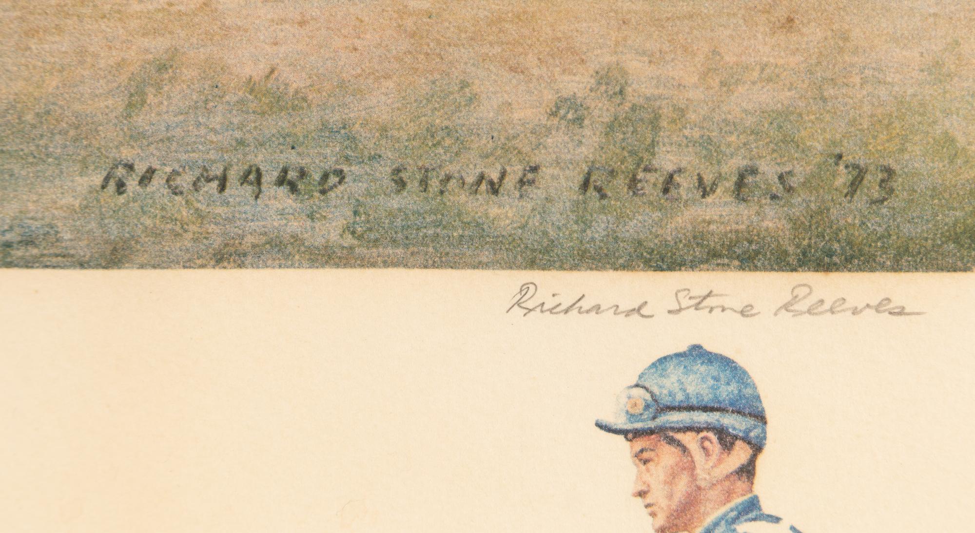 A Secretariat Limited Edition Richard Stone Reeves Print Signed by Trainer Lucien Laurin and Jockey Ron Turcotte,