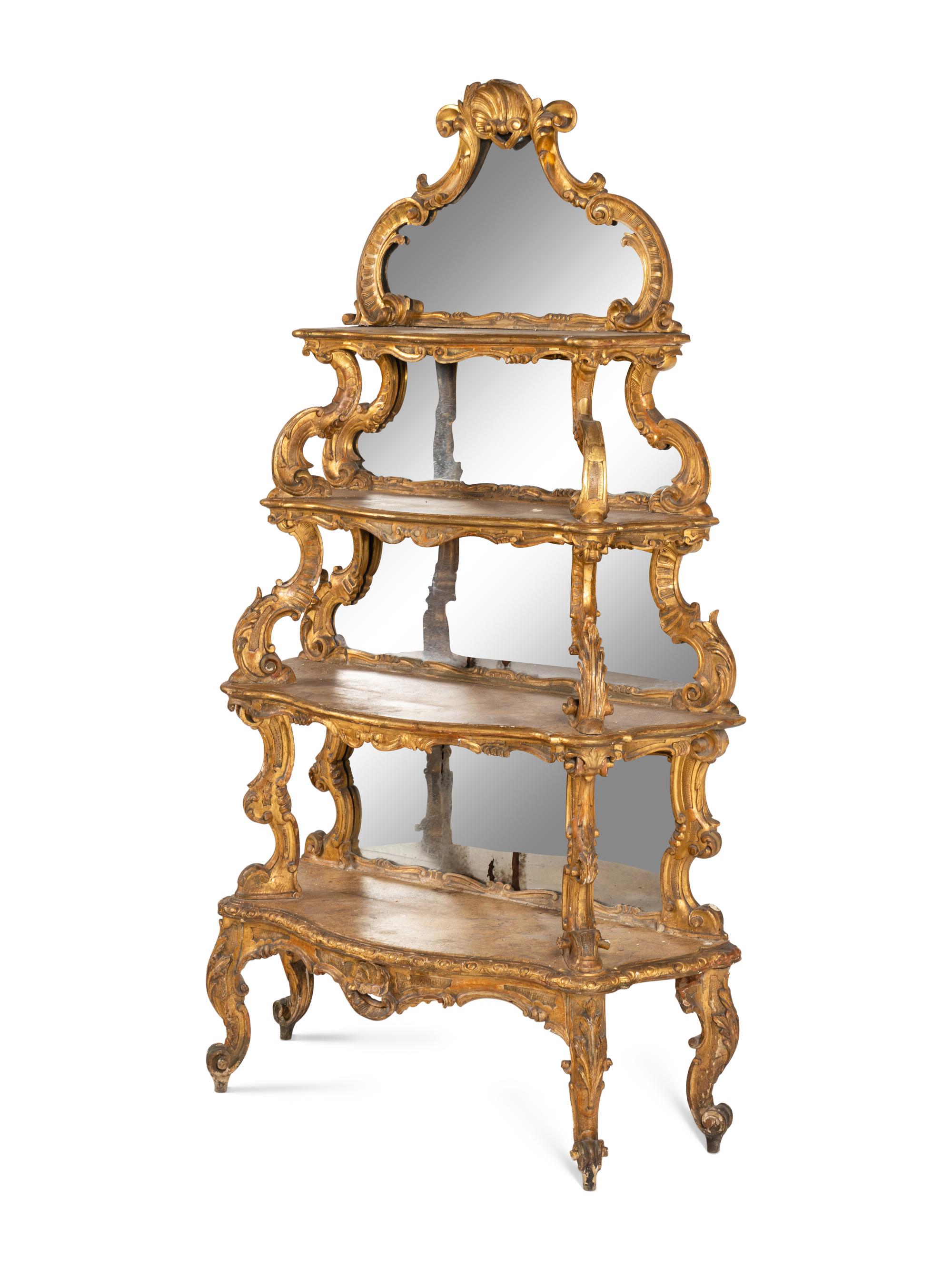 A North Italian Giltwood Four-Tier Étagère