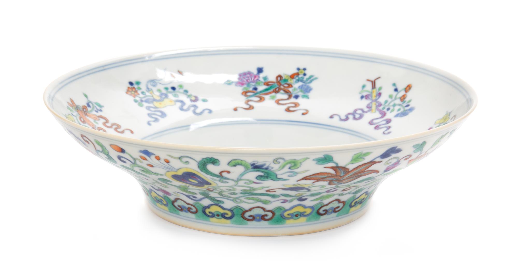 A Doucai Ogee-Form Porcelain Bowl Diameter 8 inches. — QIANLONG PERIOD (1736-1795)