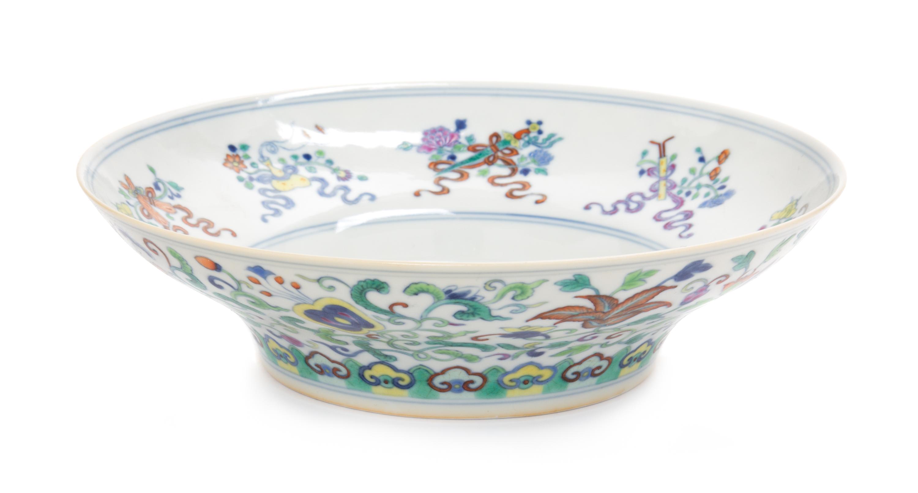 A Doucai Ogee-Form Porcelain Bowl Diameter 8 inches. — QIANLONG PERIOD (1736-1795)