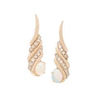 YELLOW GOLD, DIAMOND, AND OPAL EARRINGS