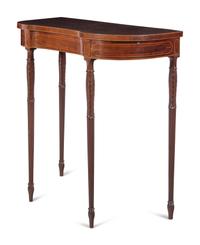 A Federal Style Carved and Inlaid Mahogany and Satinwood Console Table