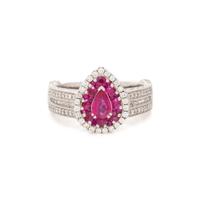 WHITE GOLD, RUBY AND DIAMOND RING
