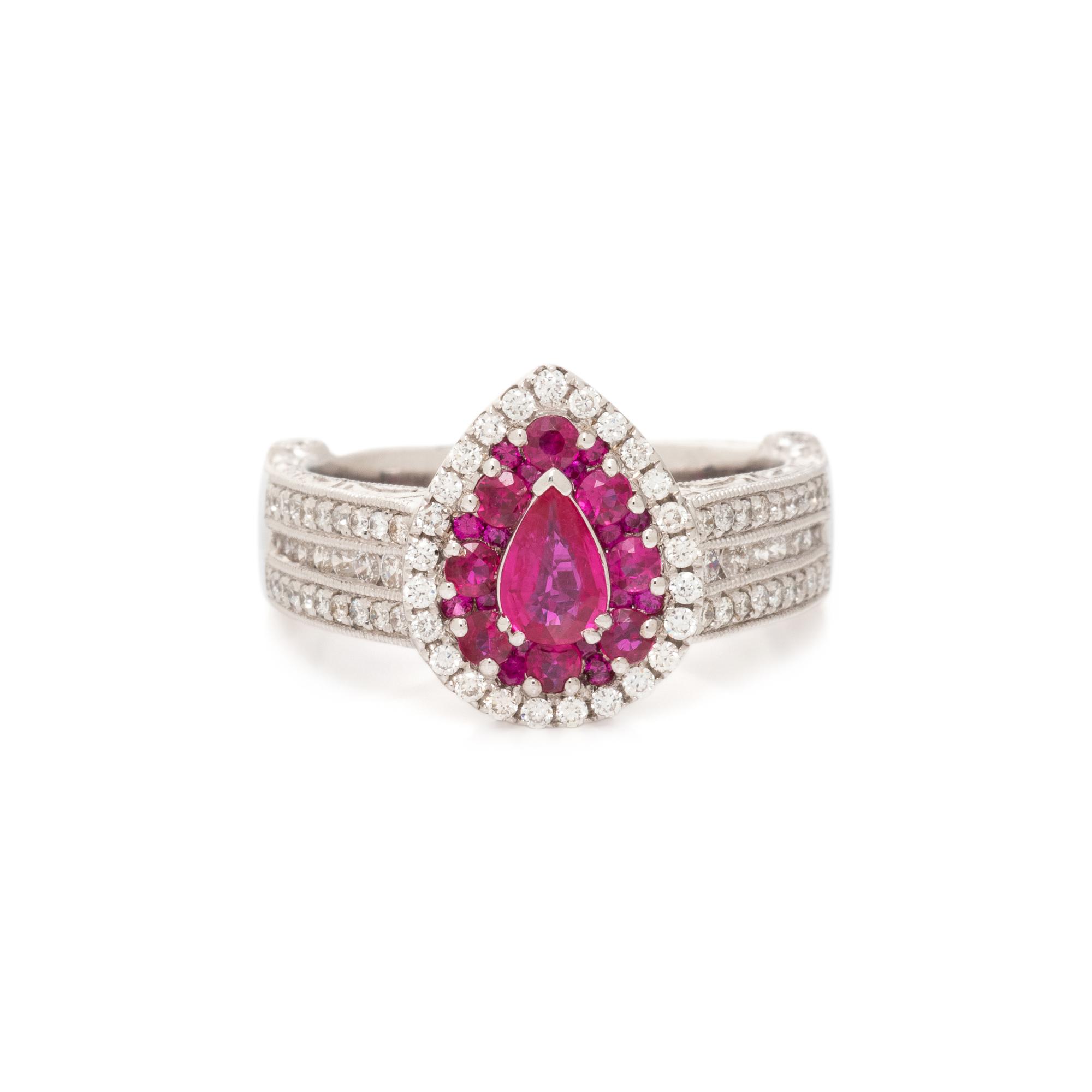 WHITE GOLD, RUBY AND DIAMOND RING