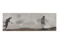 Two works: Men Playing Horseshoes and Men Playing Golf