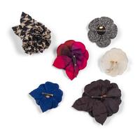 Six Chanel Camellia Brooches