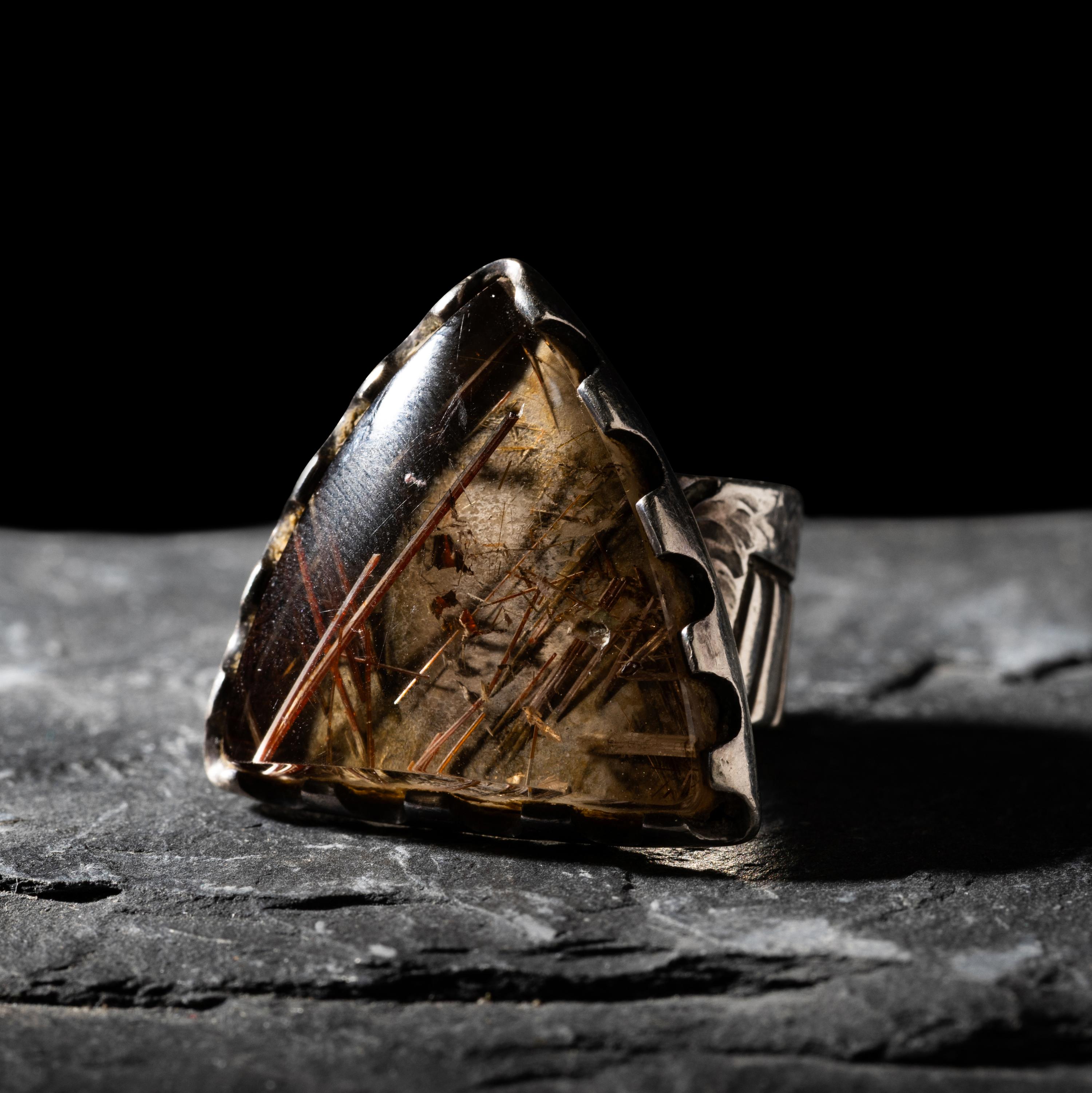 Jared Chavez (San Felipe, b. 1976) — Silver and Tourmalated Quartz Ring